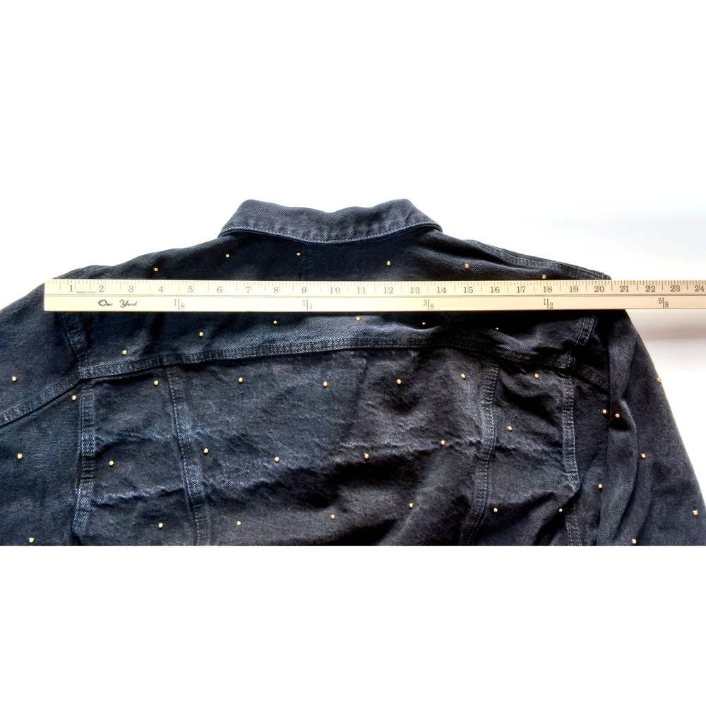 Paris Blues Denim Jacket Women Medium Black Vintage Cropped Studded - Picture 8 of 14
